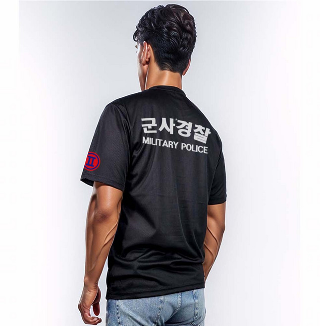 군사경찰 로카티 기능성 헬스 머슬 러닝 블랙 반팔티셔츠
