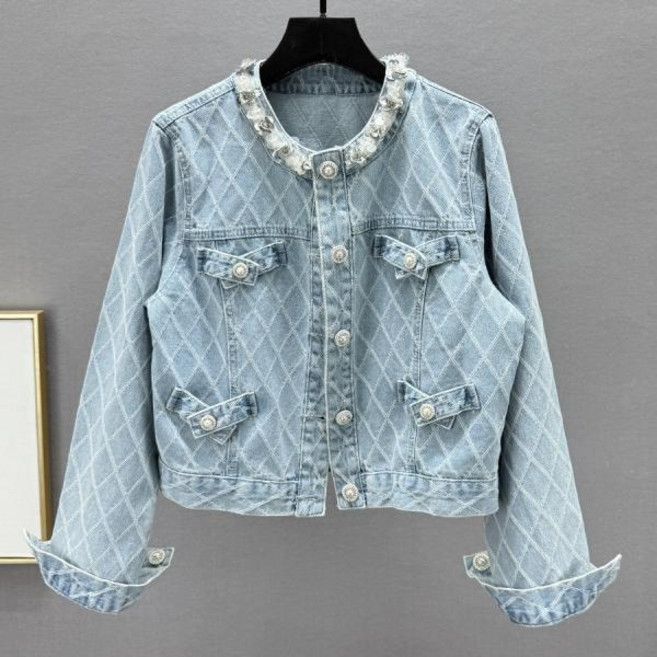 청자켓 데님 크롭 캐주얼재킷 루즈핏 숏 상의 슬림핏 코트 자수 큐빅 여성 빈티지 니트 화려한 비즈 트위드