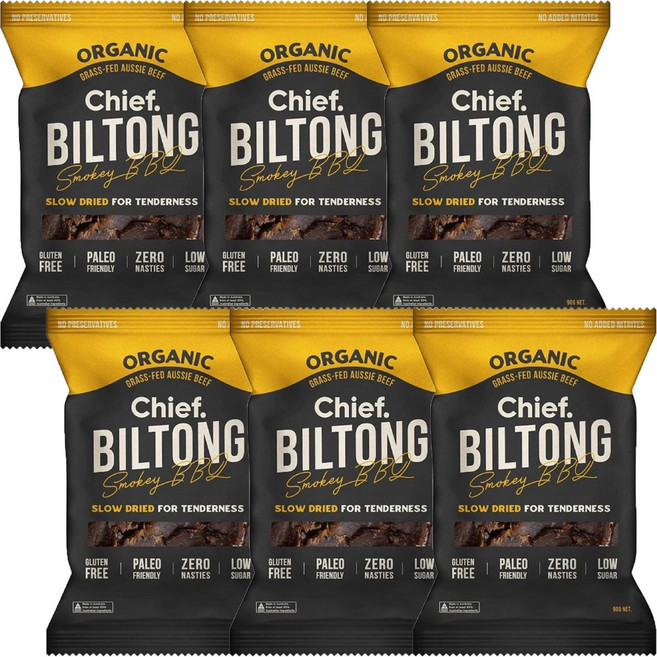 치프 빌통 비프 저키 남아프리카 육포 스모키, 6개, 90g