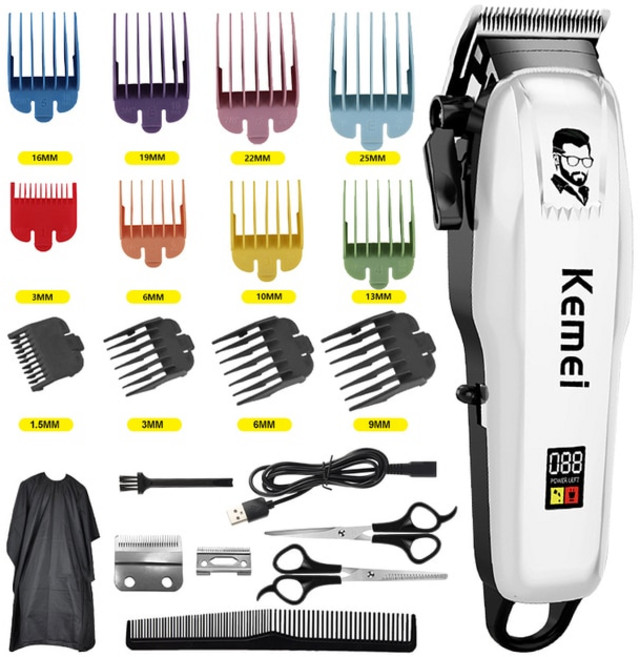 Kemei KM-PG809A 전기 머리 깎기 무선 남성용 트리머 전문 충전식 머리 깎기 도구, 05 파란