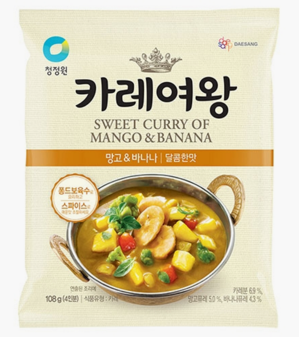 카레여왕 망고 앤 바나나 달콤한맛, 108g, 1개