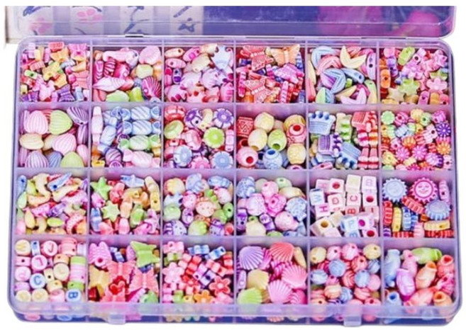 24格diy兒童串珠套裝∣幼兒園 兒童DIY製作 益智親子 材料包 24格diy串珠∣麥手作, H海洋世界, 1個