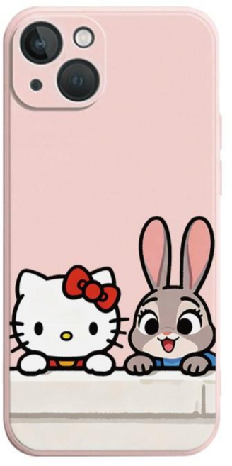헬로키티는 친한 친구 토끼경찰이랑 핑크색 실리콘 케이스를 좋아해요