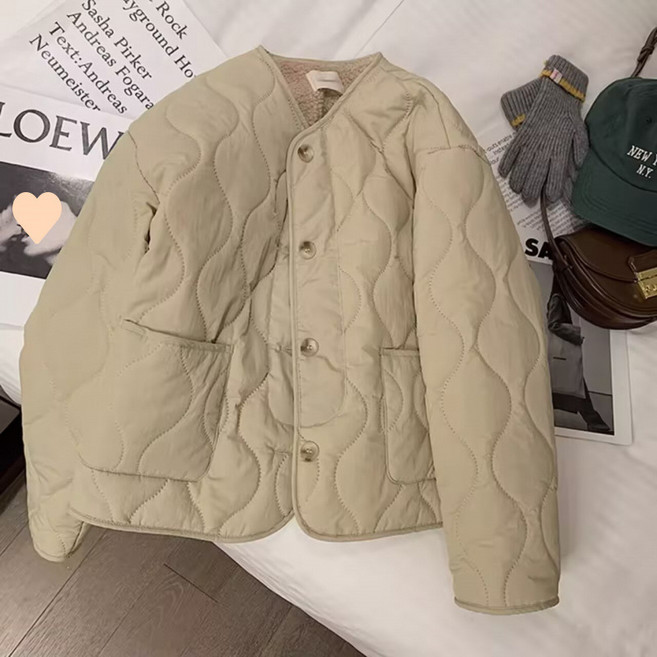 스타일닥터 가을 겨울 솔리드 양털 여성점퍼 도톰 라운드넥 솜저고리