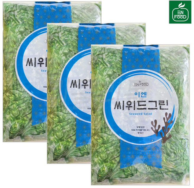 [퀴클리몰] 이엔푸드 냉동 씨위드그린 해초샐러드, 3개, 1kg