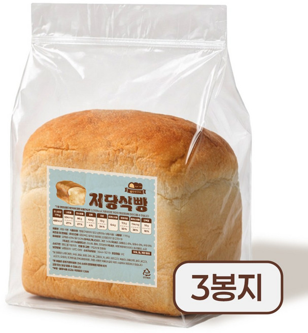 당연구소 저당 식빵, 3개, 170g