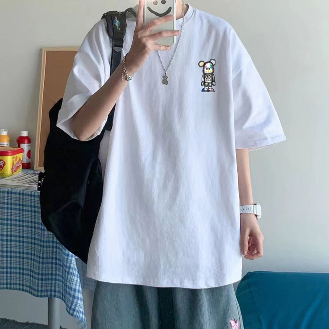 純棉重磅男式短袖t恤夏裝新款韓版寬鬆簡約休閒潮牌圓領打底衫