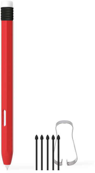 니하 갤럭시 탭 S10 S9 S8 S7 공용 연필 케이스(펜촉 5개입), 1세트, 레드 - 화이트