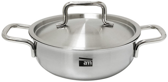 [백화점 정식 입점 브랜드] 이태리 am 인덕션 통5중 316L스텐 전골 냄비 파티웍 1종, 실버, 1개, 20cm