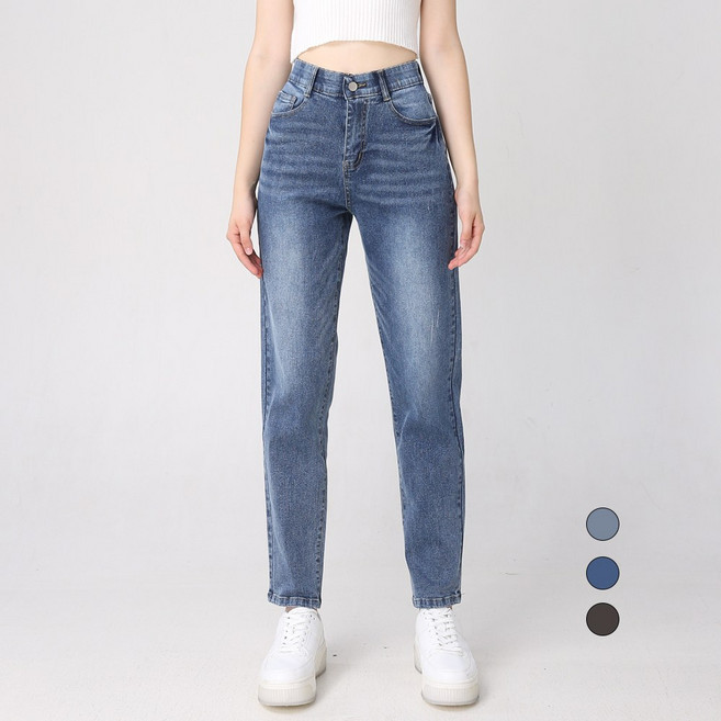 엘블로썸 스판 인밴드 워싱 배기 청바지