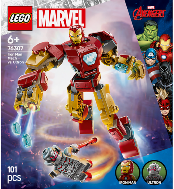 레고 마블 76307 아이언맨 로봇 대 울트론, 혼합색상, 1개