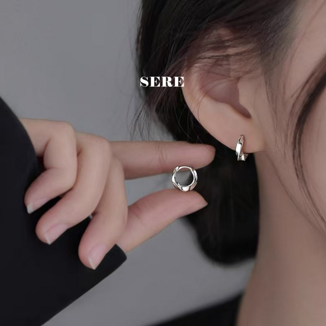 SERE Wave Hoop Earrings 원터치 데일리귀걸이 실버귀걸이 은귀걸이 S925