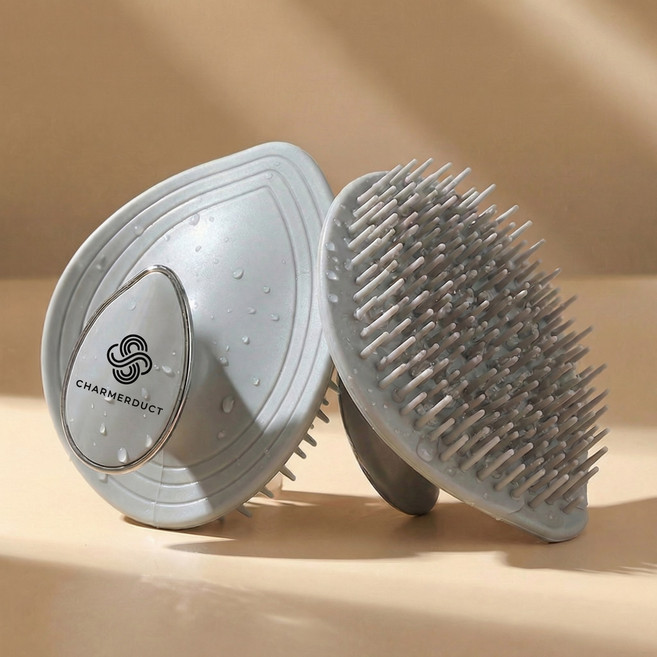 차머덕트 머리감는 브러쉬 헤어 두피 마사지기 샴푸 브러쉬, 1개, 그레이