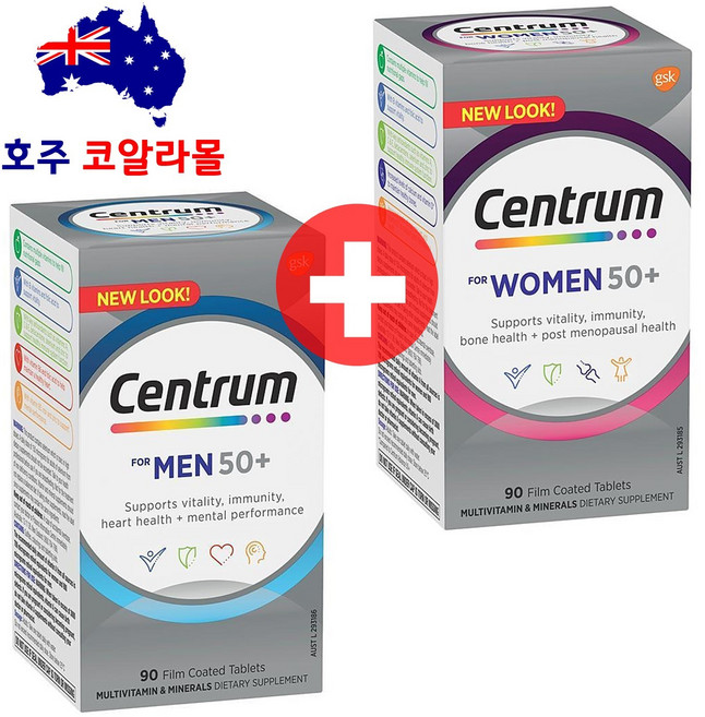 호주코알라몰 센트룸 실버 포맨 포우먼 남성+여성 50세이상 90정 Centrum Silver, 4개