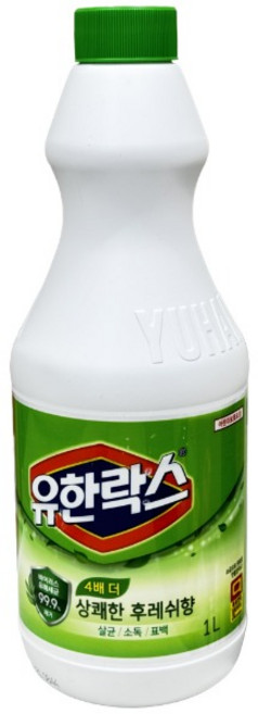 유한락스 후레쉬 1L 욕실 화장실 청소 살균소독 주방 곰팡이 악취제거 표백 유한양행, 1개