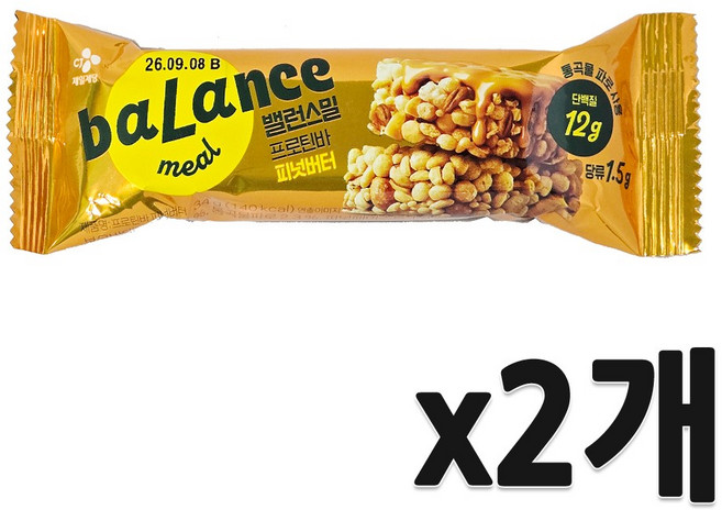 CJ 밸런스밀 프로틴바 피넛버터, 34g, 2개