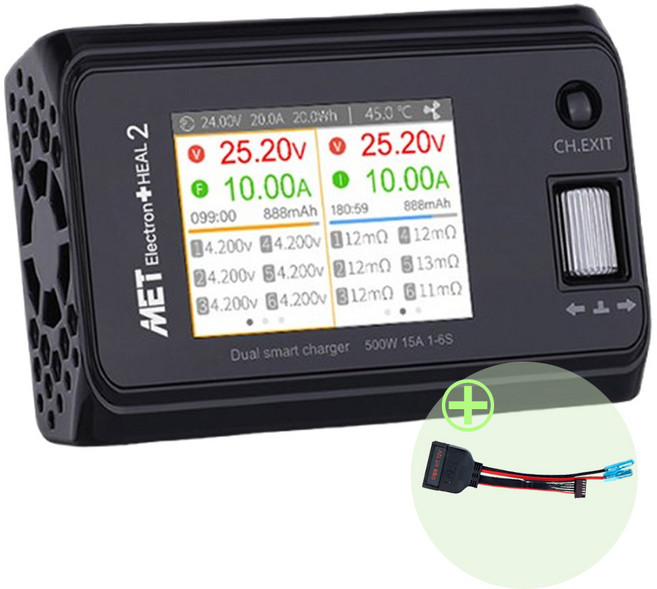 MET 일렉트론힐2 만능충전기 셀밸런싱 12V 단자포함 세트 배터리복구, 1개