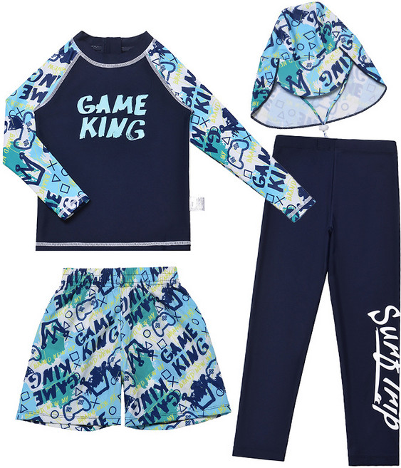 별맘 남아용 래쉬가드 키즈 주니어 남아 상하 4종세트 수영복