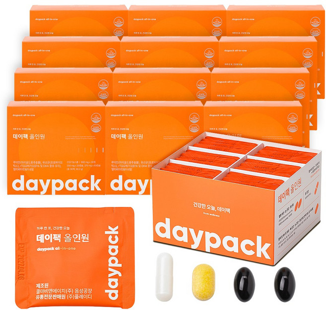 데이팩 올인원 멀티팩 유산균+오메가+루테인+멀티비타민+미네랄, 30회분, 12개