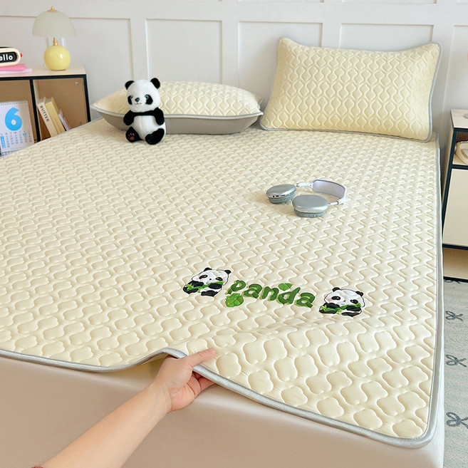 아이스 라텍스 여름 냉감 쿨매트 냉감패드 쿨매트+쿨베개 세트, 베이지