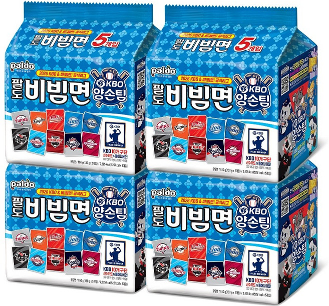 KBO X 팔도비빔면 [양손비빔팀] (130g x5개입), 4팩