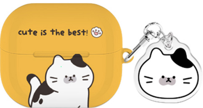 야옹이 힐링 버즈라이브/버즈3/버즈3프로 하드 케이스 +아크릴 키링 세트, 야옹이 힐링-턱시도, 버즈3/버즈3프로(공용), 1개