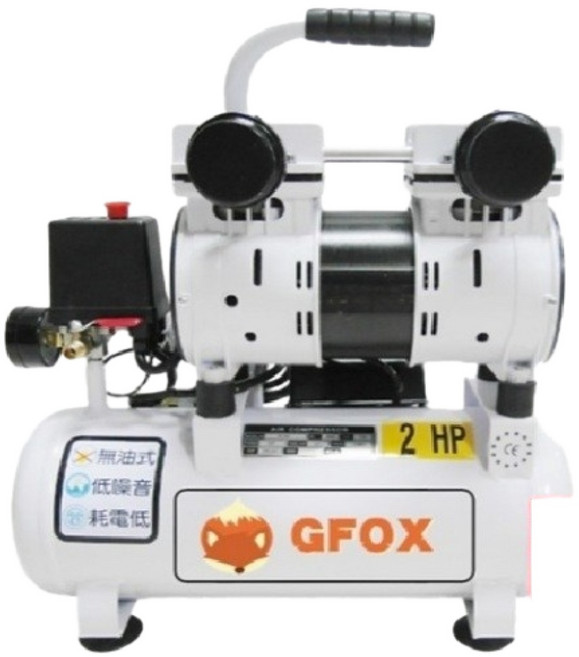 GFOX OF-550-10L 無油靜音空壓機 雙汽缸2馬力10公升 空氣壓縮機 木工噴漆修補, 0, 1個