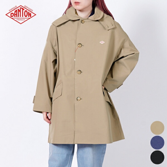 단톤 DANTON 여성 3레이어 숏 발마칸 트렌치 코트 나일론 후드 자켓 DT-A0648