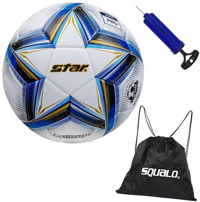 풋살공 4호 뉴 매치업 스타스포츠, 1개, 화이트 + SQ 공 가방 & 공 펌프