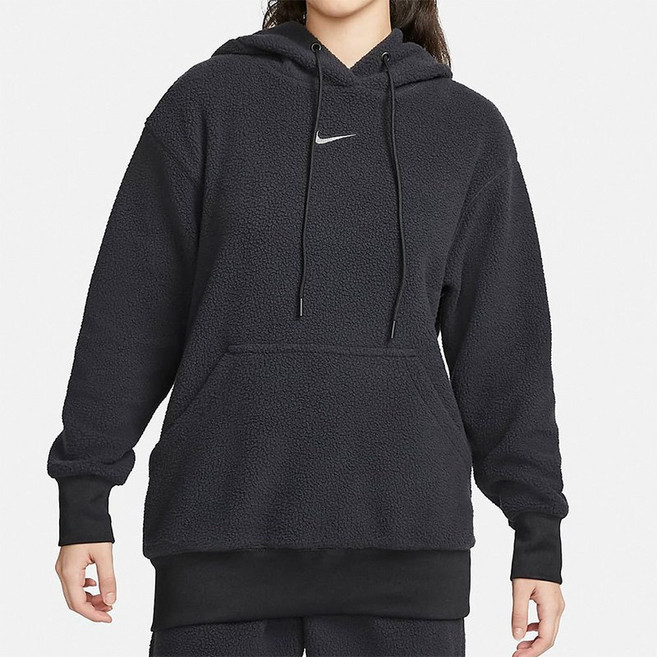 나이키 여성 긴팔 플러시 쉐르파 플리스 뽀글이 후드티 블랙