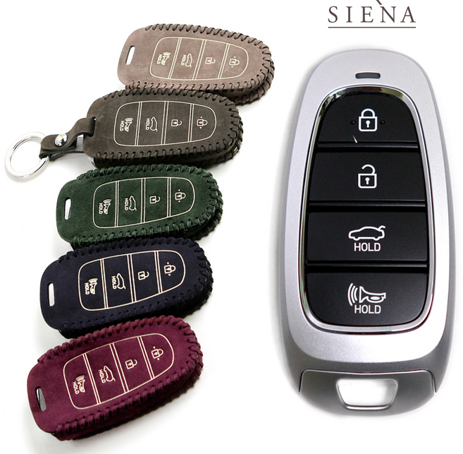 세미Luxury 현대H 더뉴그랜저 키케이스 4버튼 누벅 가죽 스마트키 케이스 차키 홀더 키 커버 각인 자동차 첫차 선물, 베이지 Beige