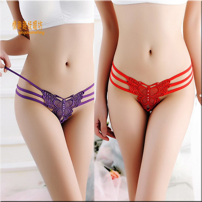 로트 당 7pcs 여성 g 문자열 섹시한 레이스 나비 붕대 끈 팬티 속옷