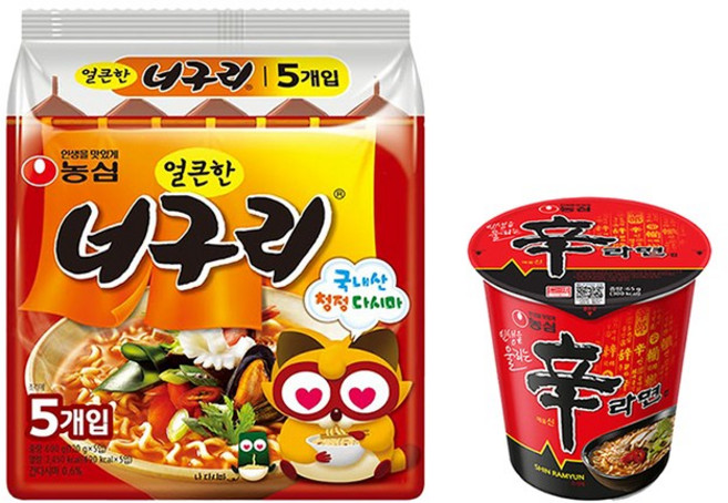농심 신라면컵(65g 15개입)+얼큰한 너구리10봉지, 단품