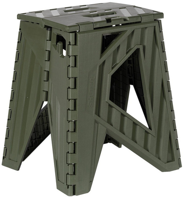 樹德 SHUTER 貨櫃小折凳 (2入組) 高度40cm CH-40 折合椅 露營野餐椅 排隊幫手 荷重120kg 台灣製, 軍綠色, 2件