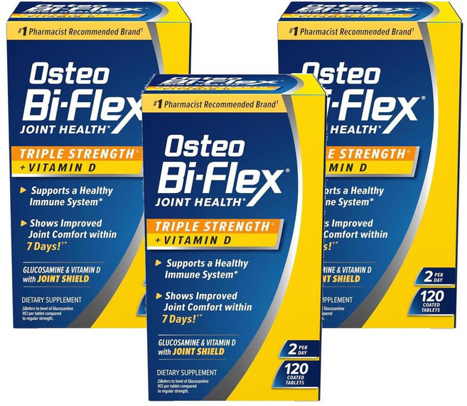 Osteo Bi-Flex 오스테오 바이플렉스 조인트 헬스 트리플 스트렝스 비타민 D3 2000 IU 120정, 3개