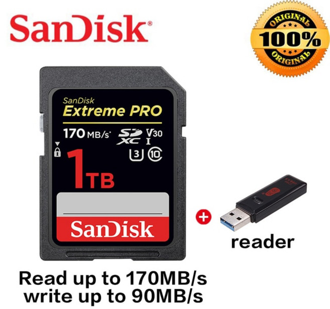 SanDisk Extreme PRO U3 V30 4K 1 테라바이트 512GB 64GB 256GB SDXC UHS-I Class10 32GB 95 메터/초 메모, 02 Read 170M-1TB-combo, 1개