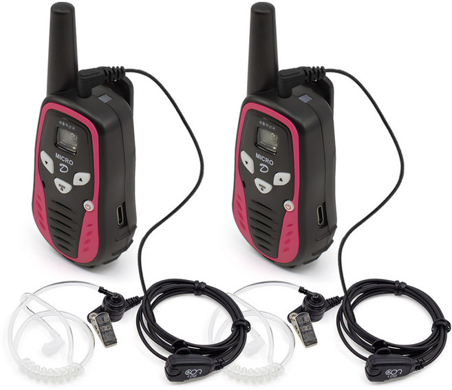 초경량 디지털 핑크무전기 이어폰포함 2대 세트, 1세트, 마이크로D