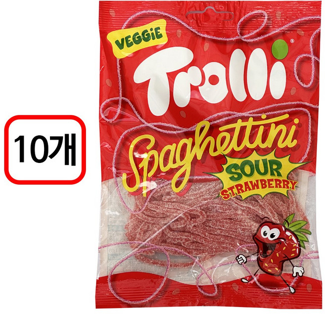 트롤리 스파게티니 딸기 젤리, 100g, 10개