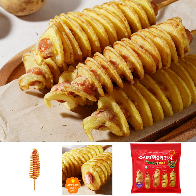 원조 소시지 회오리감자 110g x 5개입 에어프라이어 냉동간식 아이간식, 3세트