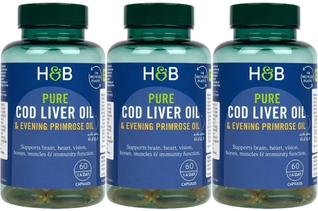 홀랜드앤바렛 퓨어 코드 리버 오일 대구간유 500mg 달맞이꽃종자유, 3팩, 60정 - 쿠팡