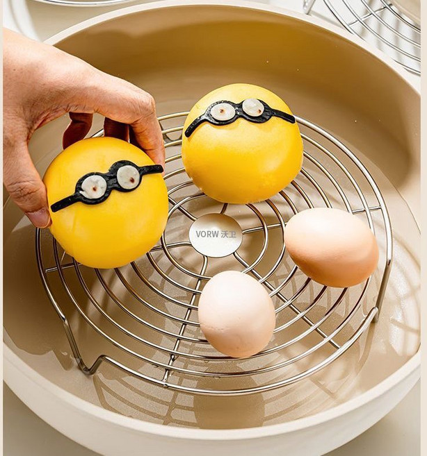 沃衛不鏽鋼蒸盤 蒸籠屜電飯煲 蒸架 廚房蒸鍋篦子, 1個, 矮腳不鏽鋼蒸架16CM