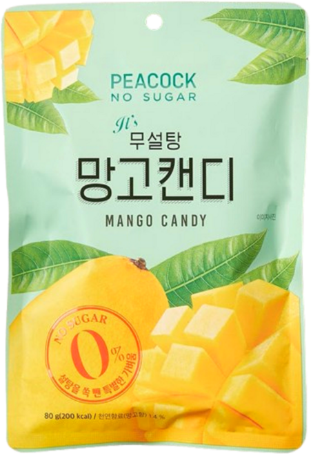 피코크 무설탕 망고캔디, 80g, 1개