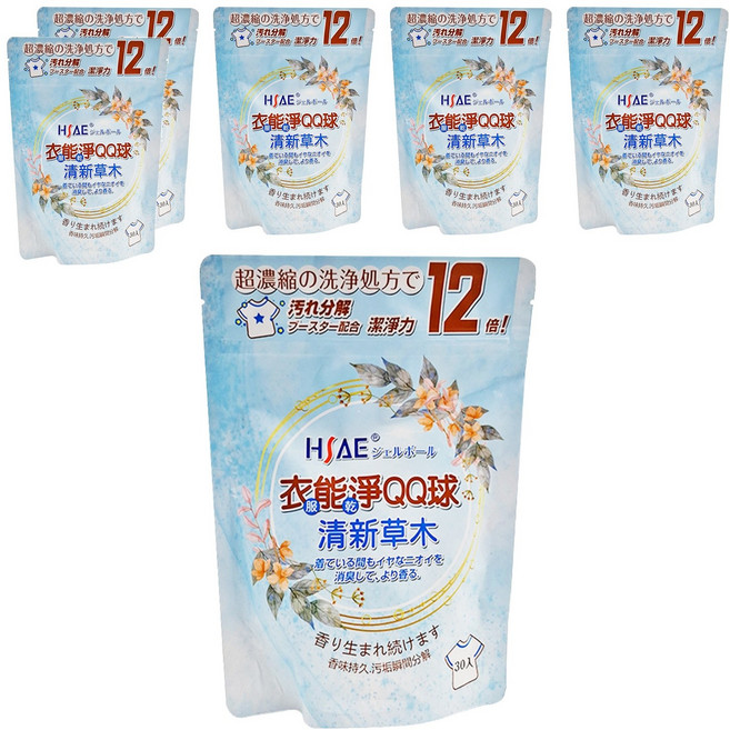 HSAE 衣服能乾凈QQ球 清新草木, 30顆, 6袋