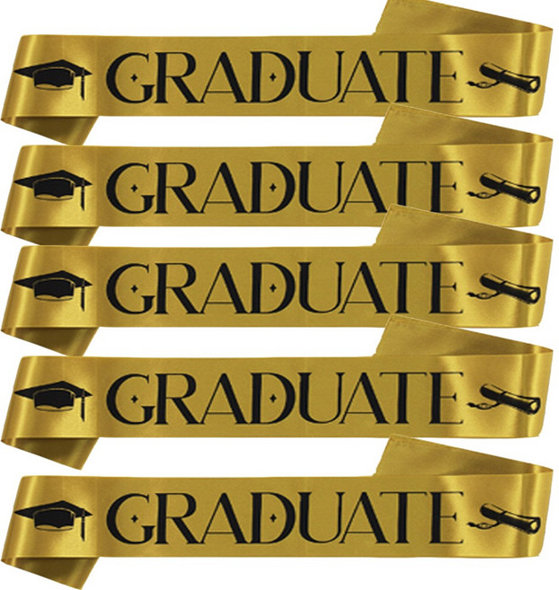 졸업식 학사모 축하 모자 졸업 기념 어깨띠, 졸업어깨띠 5개