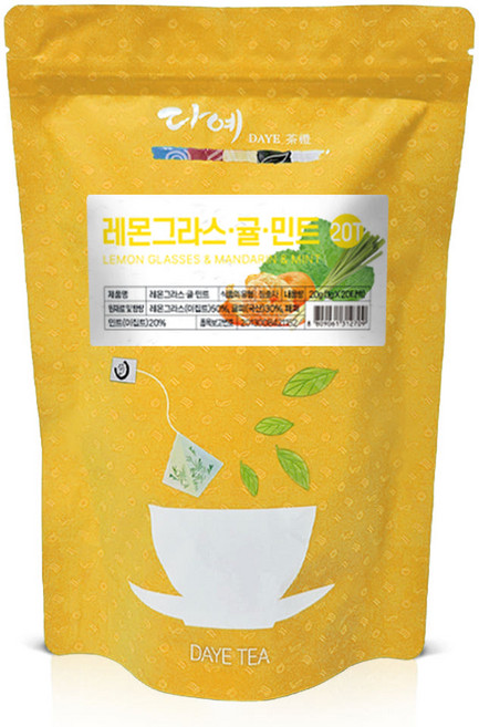[본사직영] 다예 맛있는 레몬그라스 귤 민트차 20티백 생분해 삼각티백, 5개, 20개입, 20g
