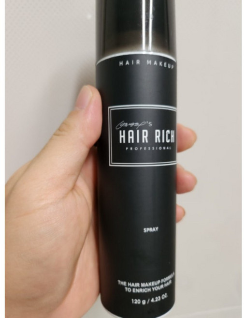 헤어리치 스프레이 흑채 모발 볼륨 새치 흰머리 커버, 흑갈색120g, 1개