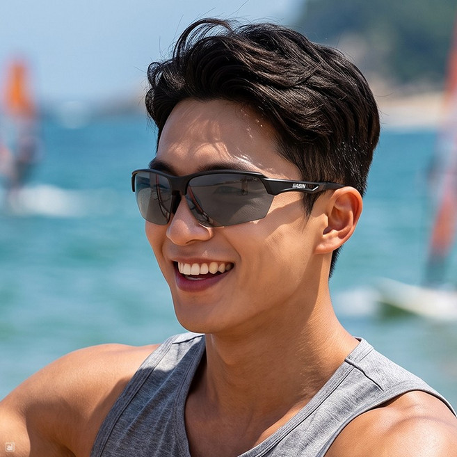 가빈 스포츠 선글라스 아시아핏 G123 변색 자전거 러닝고글, 1개, C1 블랙 블랙렌즈