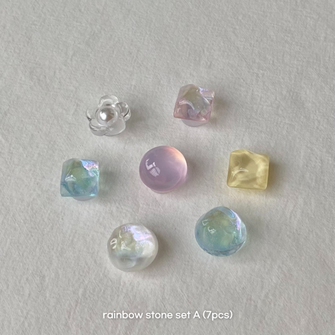 리브아즈 rainbow stone 파츠 참 조약돌 세트 실내화 신발꾸미기 (7pcs)