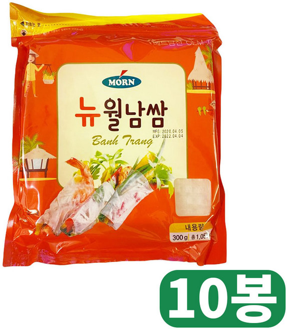 MORN 뉴 월남쌈 라이스페이퍼 사각, 300g, 10개