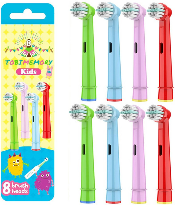 쥬쥬미엘 오랄비 브라운 어린이 호환 전동칫솔모, 2세트, 어린이 칼라 4개입, EB10A